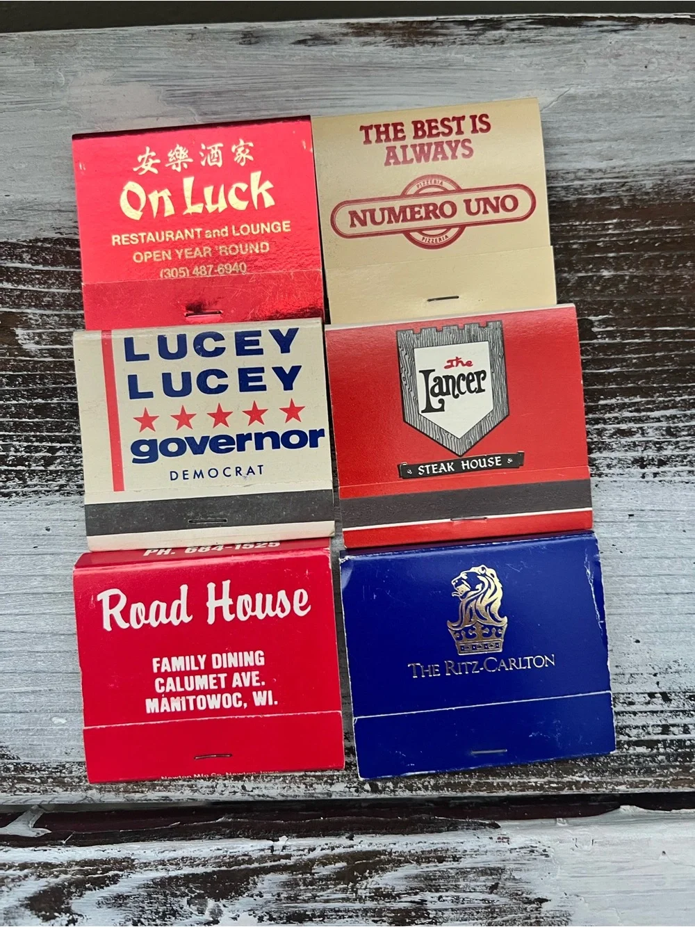 Vintage Matchbook Wall Art - Blue & Red Set